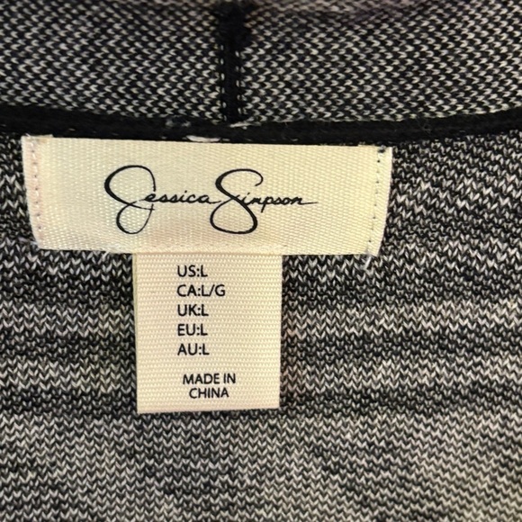 Jessica Simpson Aztec Print Long Open Cardigan Black/Cream Size L Cotton - Picture 6 of 14